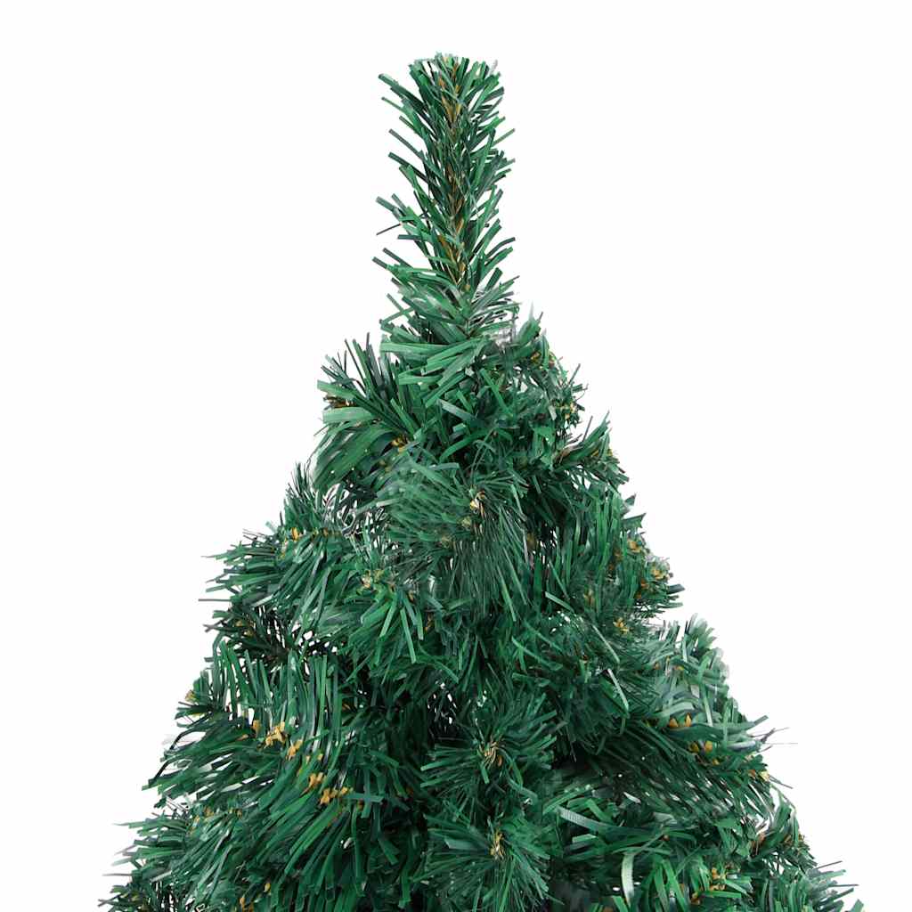 Arbre de Noël artificiel pré-éclairé et boules vert 210 cm PVC