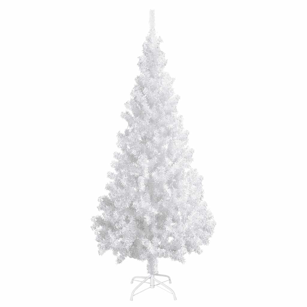 Arbre de Noël artificiel pré-éclairé et boules blanc 180 cm PVC