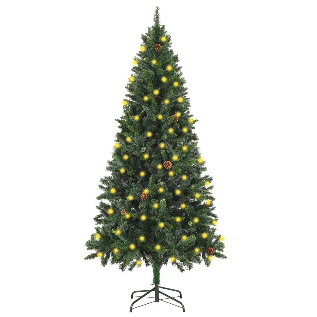 Arbre de Noël artificiel pré-éclairé pommes de pin vert 180 cm