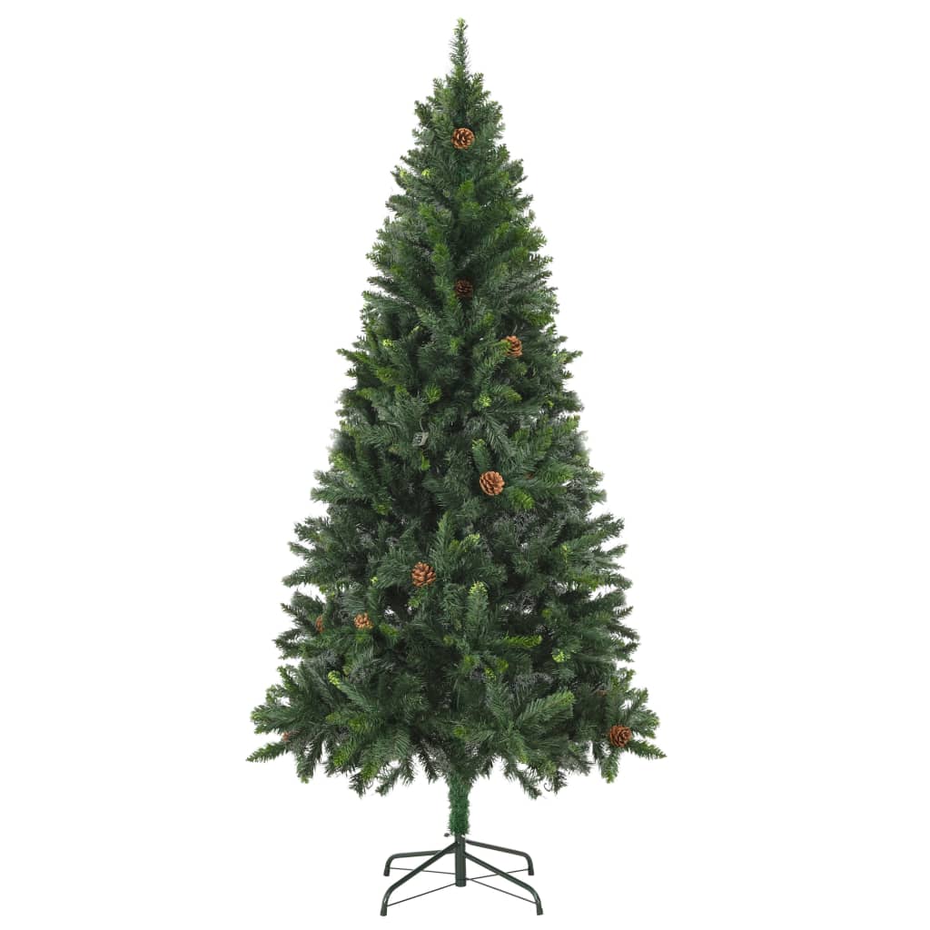 Arbre de Noël artificiel pré-éclairé pommes de pin vert 180 cm