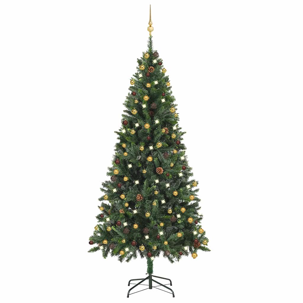Arbre de Noël artificiel pré-éclairé et boules vert 210 cm - XIOS