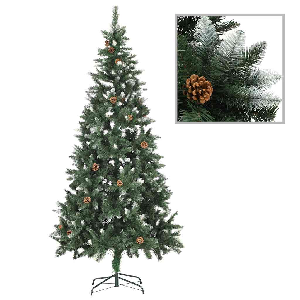 Arbre de Noël artificiel pré-éclairé et boules 210 cm