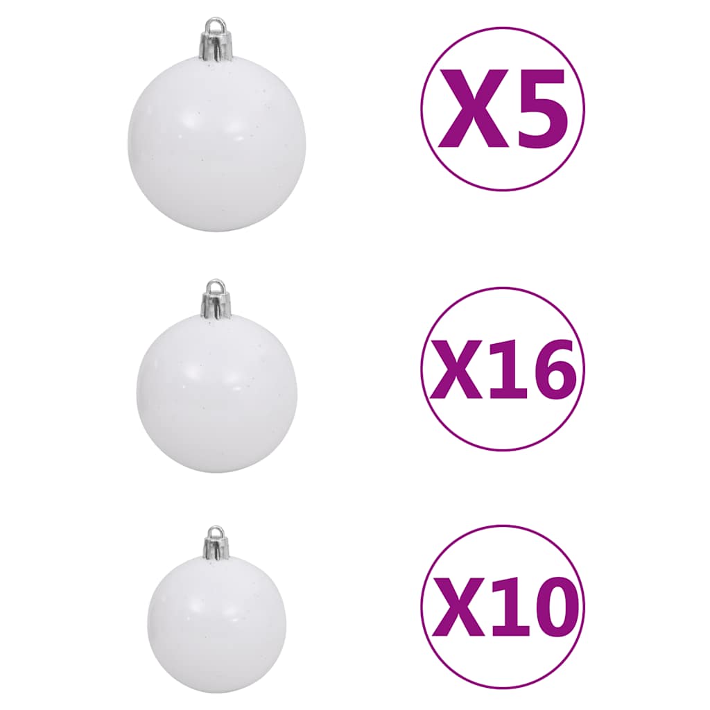 Arbre de Noël artificiel pré-éclairé/boules pommes de pin 210cm