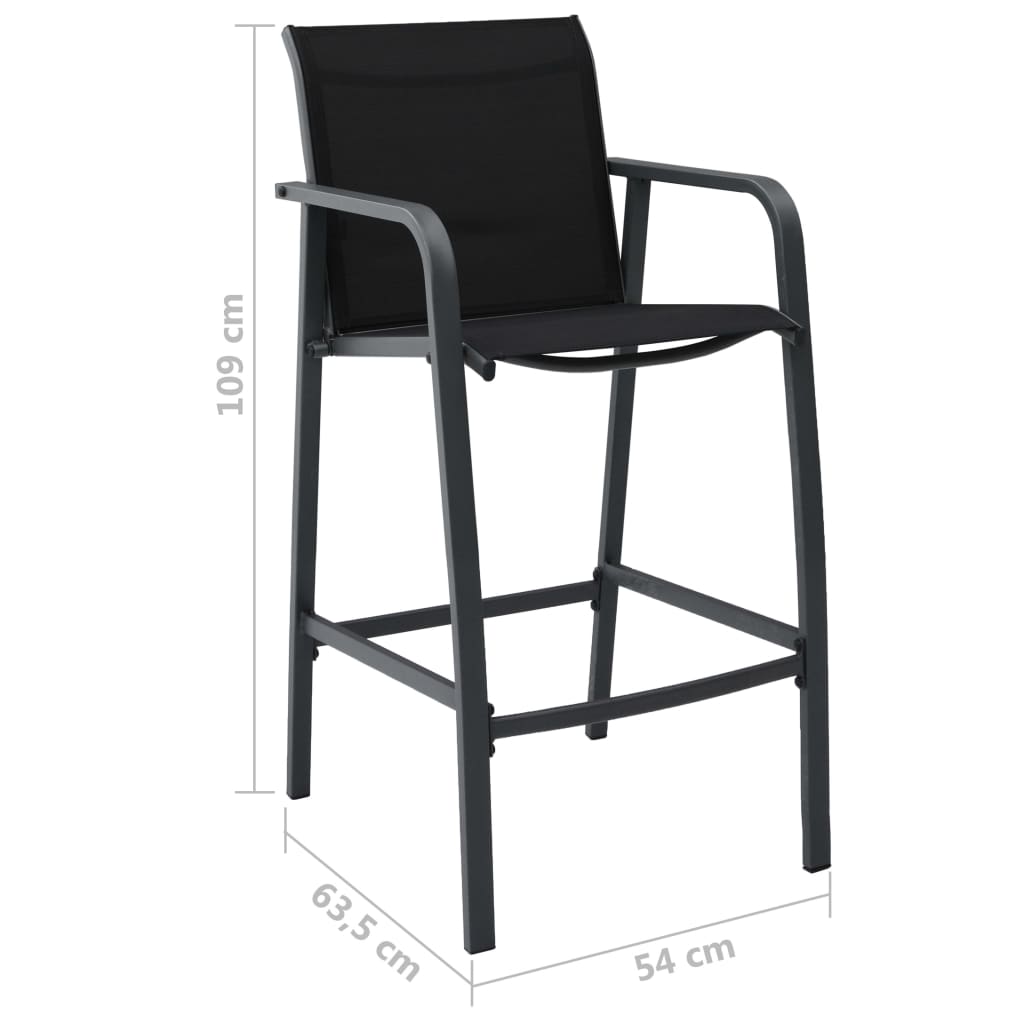 Ensemble de bar de jardin 3 pcs Noir