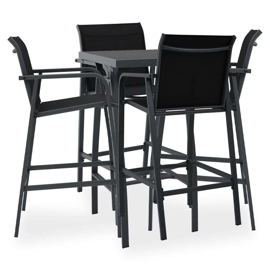 Ensemble de bar de jardin 5 pcs Noir