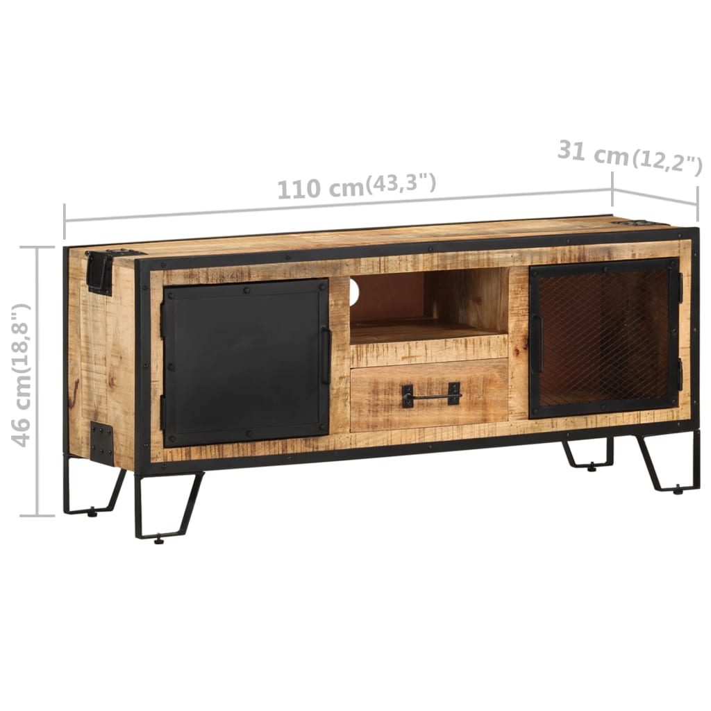 Meuble TV 110x31x46 cm Bois de manguier brut - XIOS