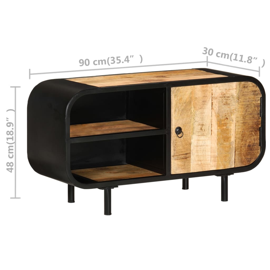 Meuble TV 90x30x48 cm Bois de manguier brut - XIOS