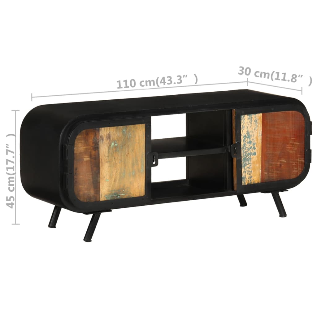 Meuble TV 110x30x45 cm Bois de récupération massif - XIOS
