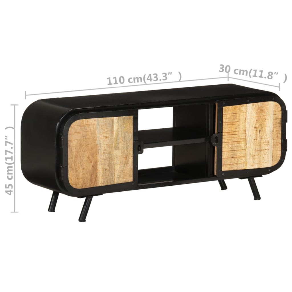 Meuble TV 110x30x45 cm Bois de manguier brut - XIOS