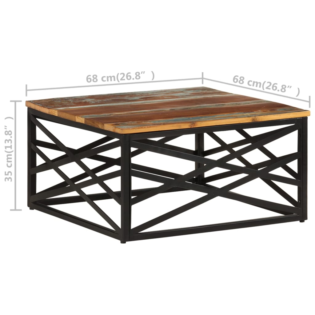 Table basse 68x68x35 cm Bois de récupération massif - XIOS