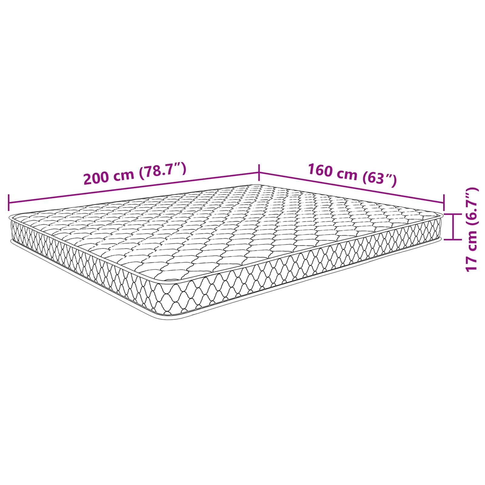 Matelas vidaXL Matelas Doux Blanc 200 x 160 x 17 cm Mousse PU