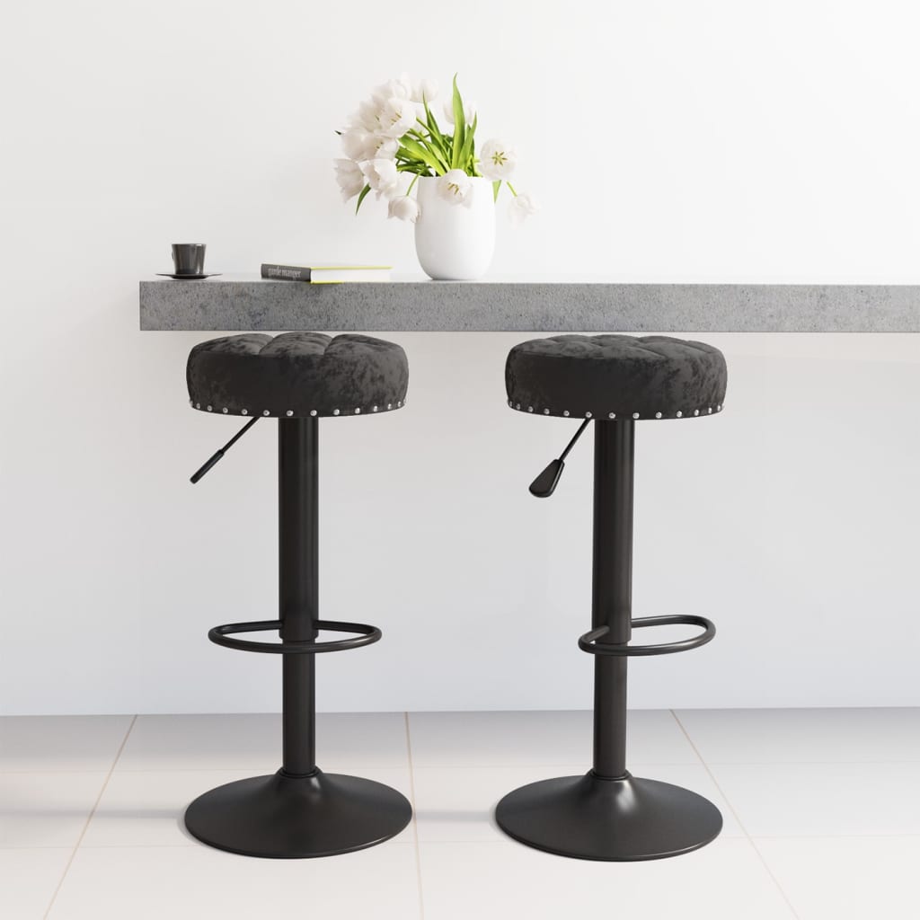 Tabourets de bar lot de 2 noir velours - XIOS