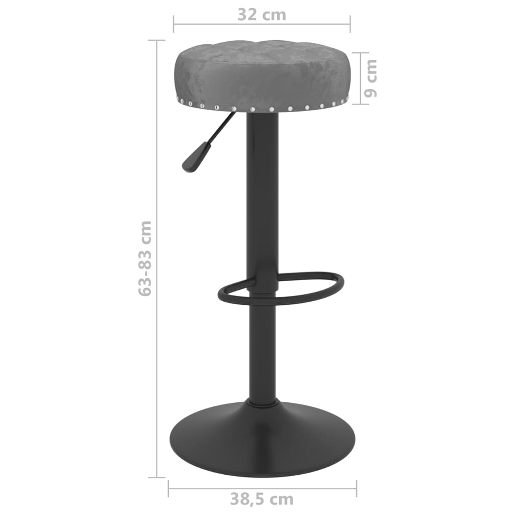 Tabourets de bar lot de 2 gris foncé velours - XIOS