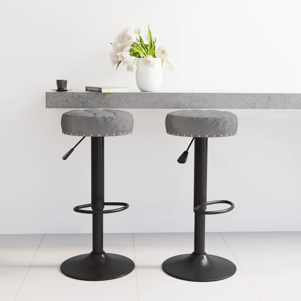 Tabourets de bar lot de 2 gris foncé velours - XIOS