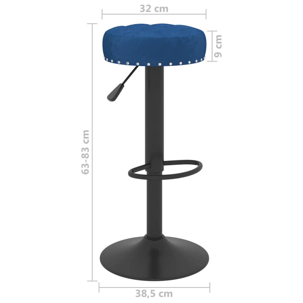 Tabourets de bar lot de 2 bleu velours - XIOS