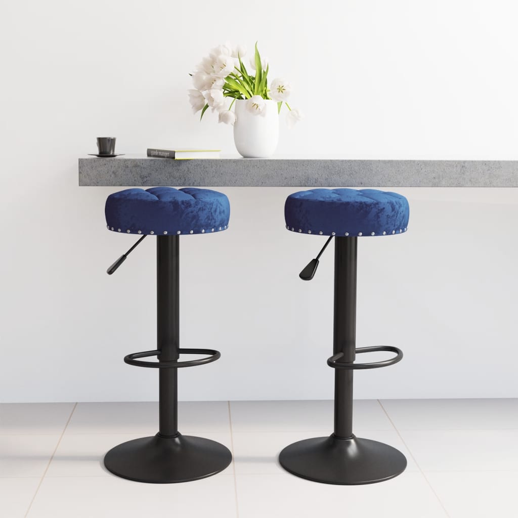 Tabourets de bar lot de 2 bleu velours - XIOS