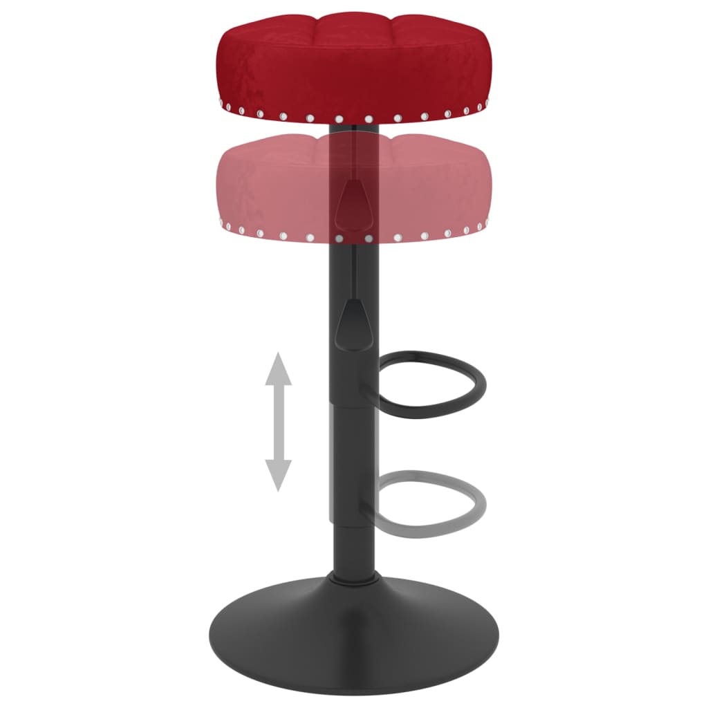 Tabourets de bar lot de 2 rouge bordeaux velours - XIOS