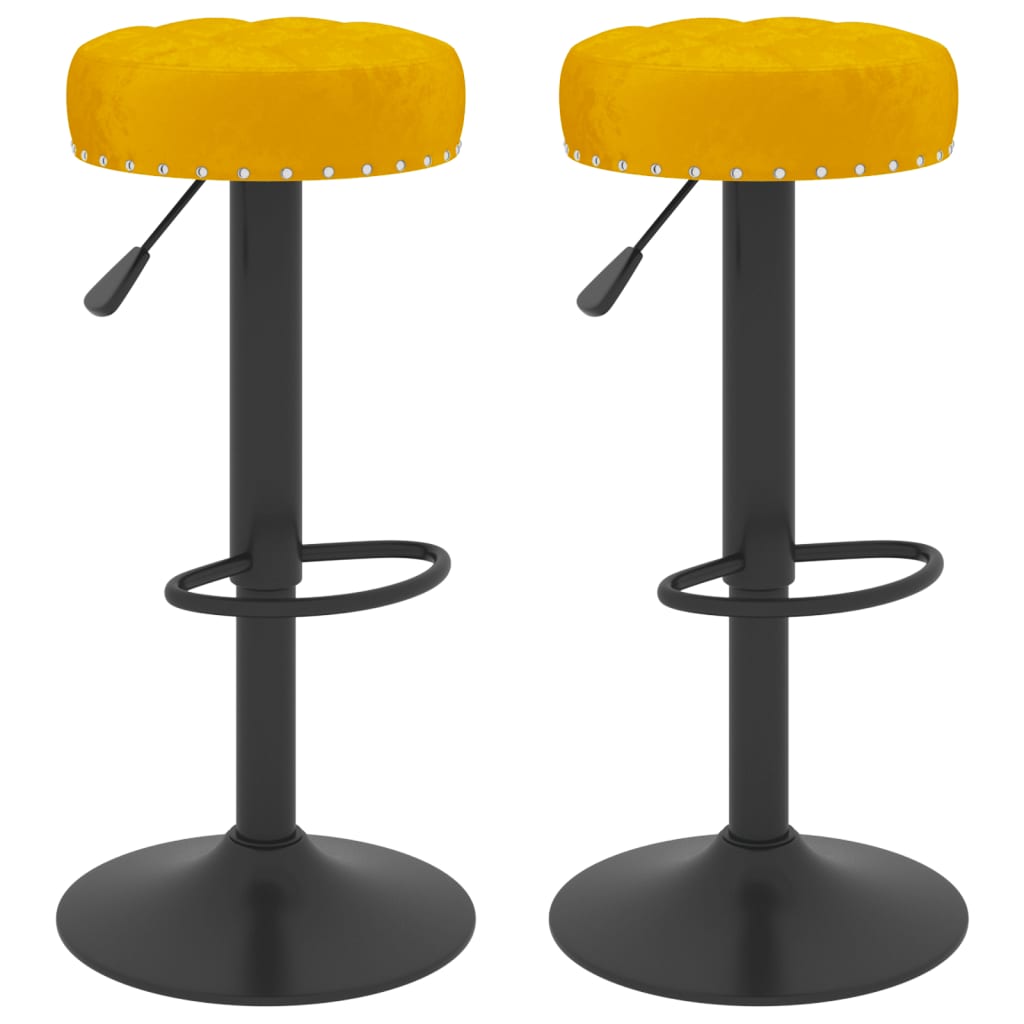Tabourets de bar lot de 2 jaune moutarde velours - XIOS