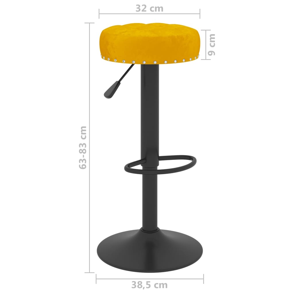 Tabourets de bar lot de 2 jaune moutarde velours - XIOS