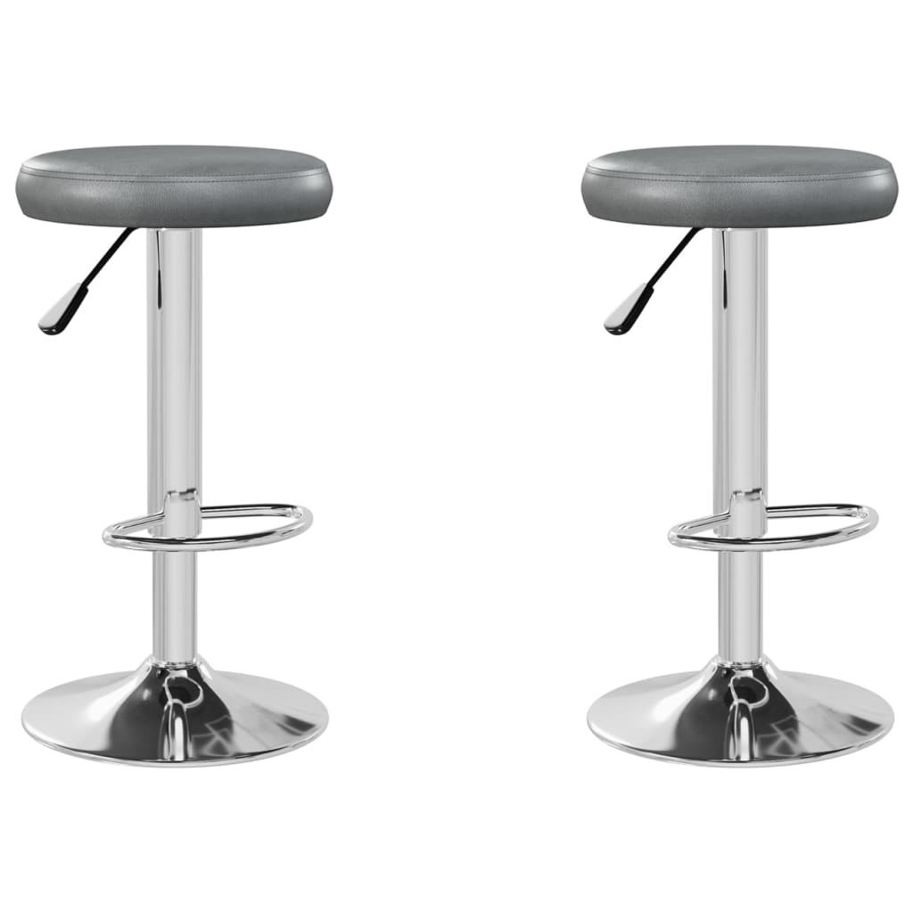 Tabourets de bar lot de 2 gris similicuir - XIOS