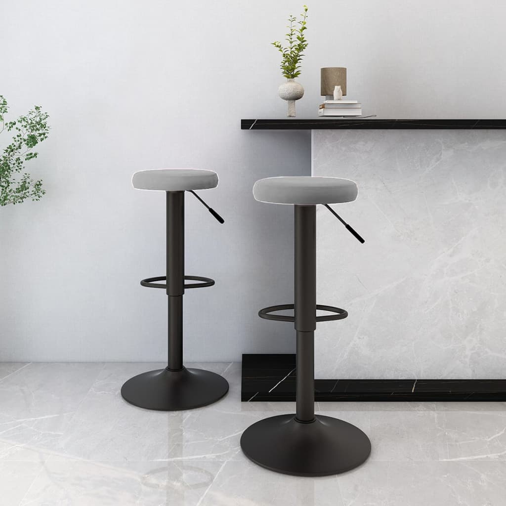 Tabourets de bar lot de 2 gris clair velours - XIOS