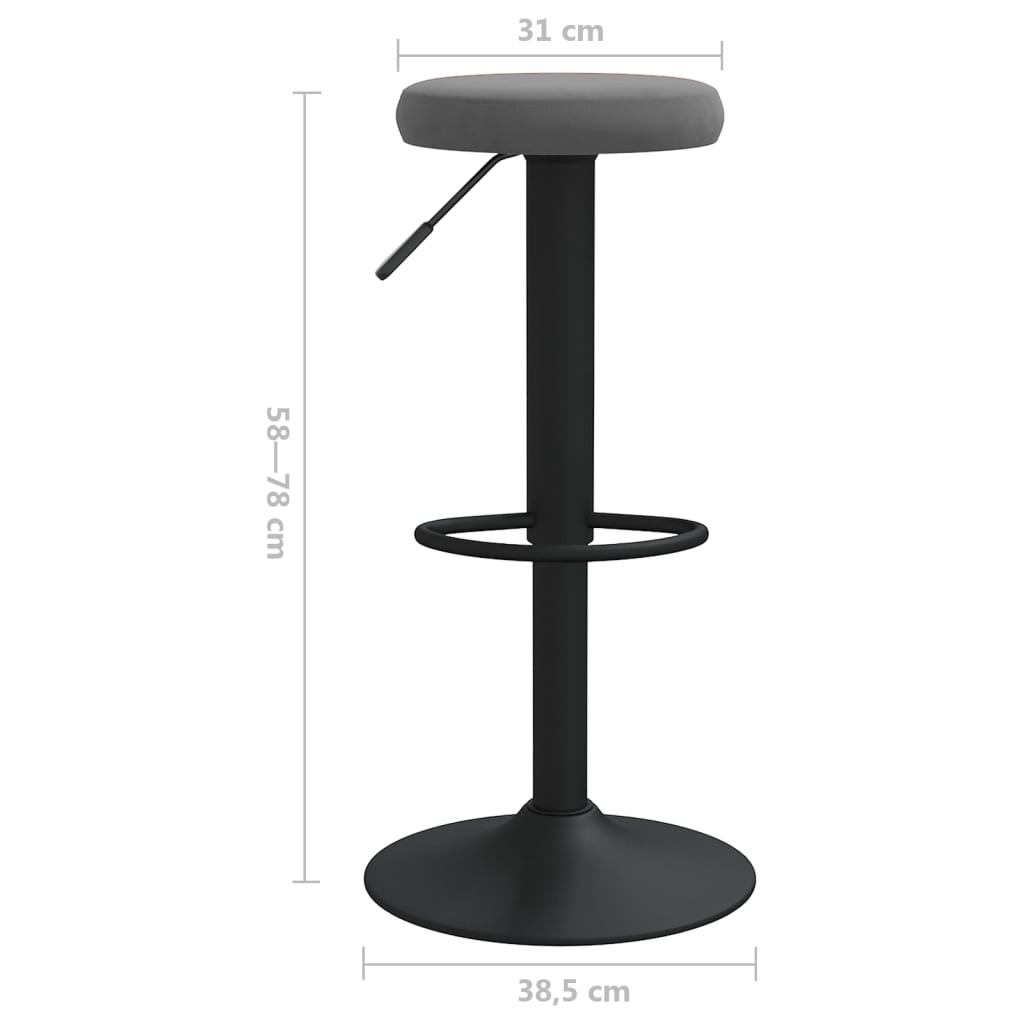 Tabourets de bar lot de 2 gris foncé velours - XIOS