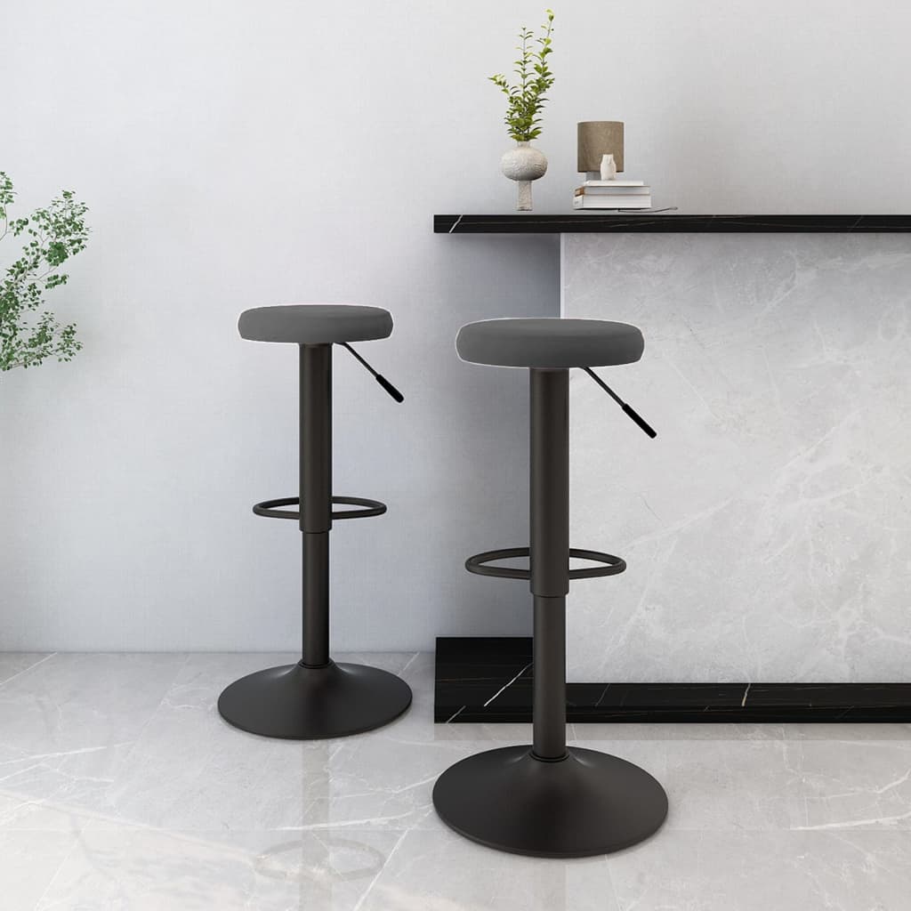 Tabourets de bar lot de 2 gris foncé velours - XIOS