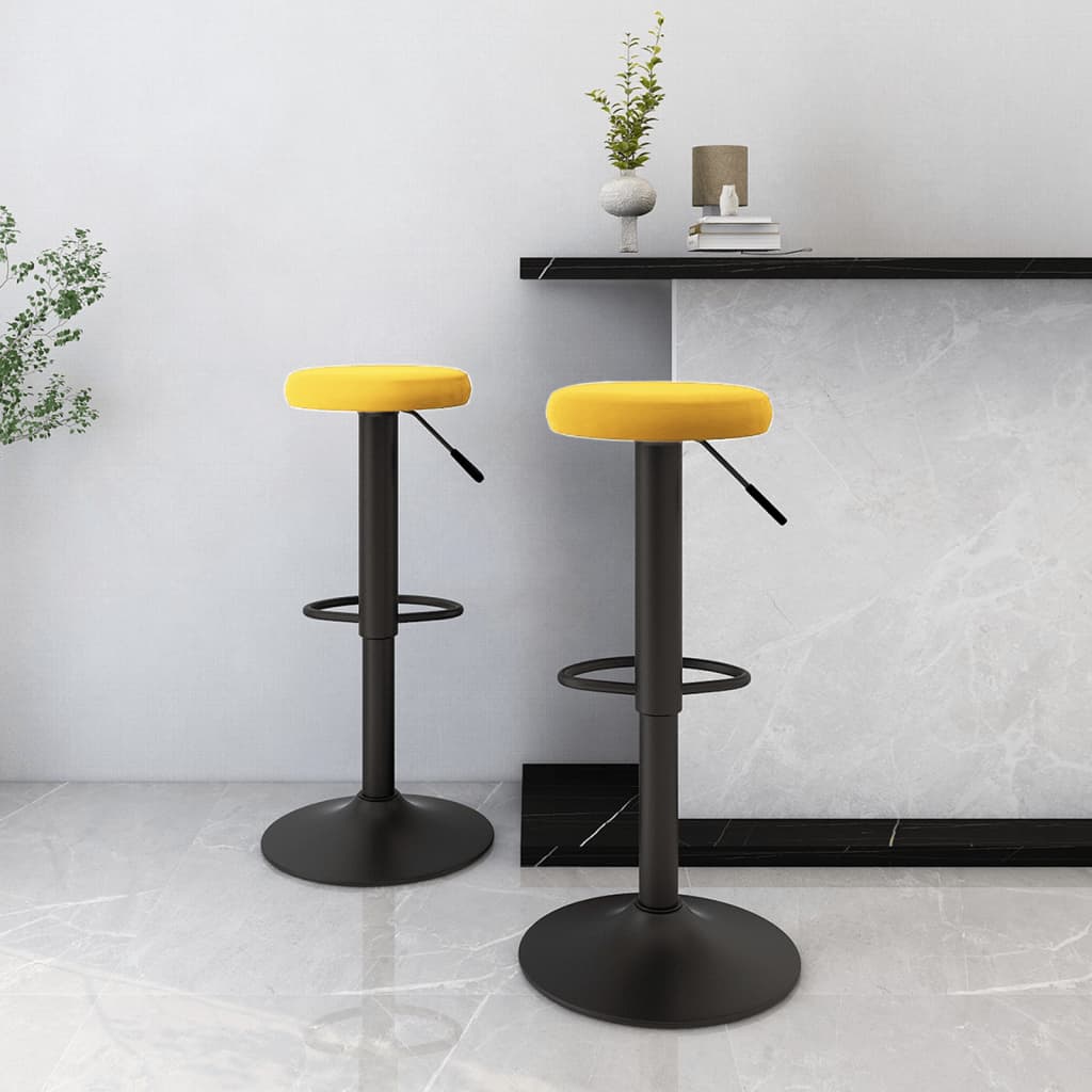 Tabourets de bar lot de 2 jaune moutarde velours - XIOS