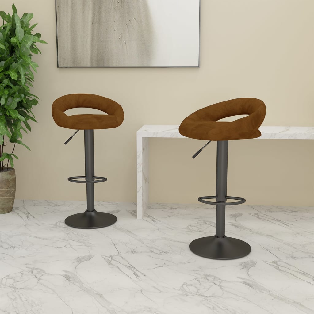 Tabourets de bar lot de 2 marron velours - XIOS