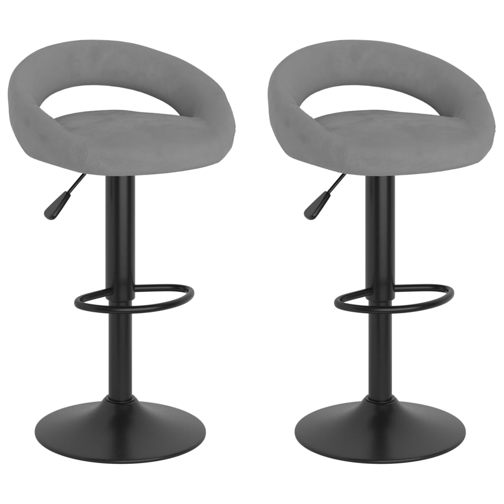 Tabourets de bar lot de 2 gris clair velours - XIOS