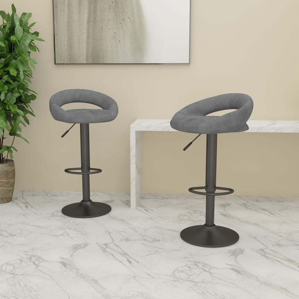 Tabourets de bar lot de 2 gris clair velours - XIOS