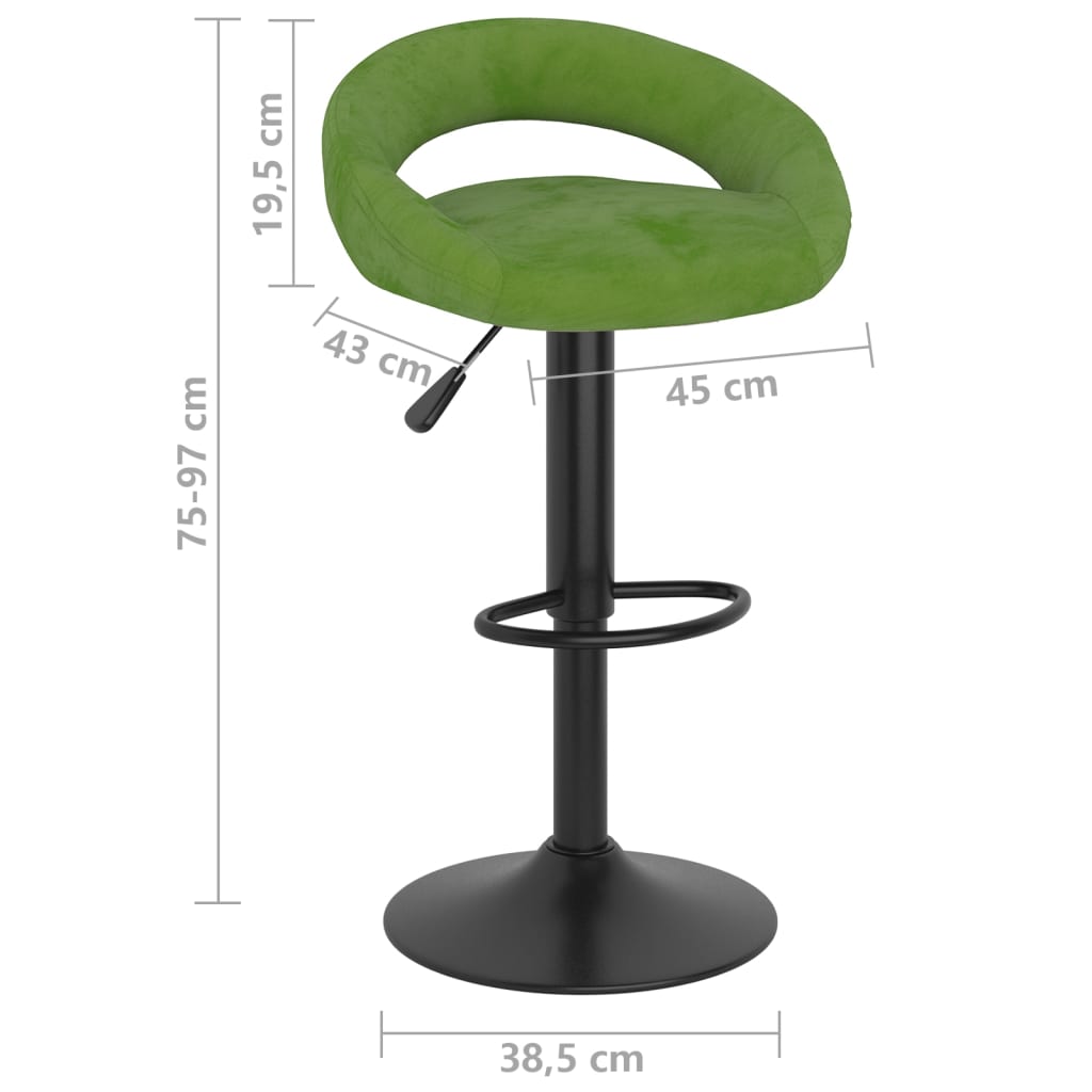 Tabourets de bar lot de 2 vert clair velours - XIOS