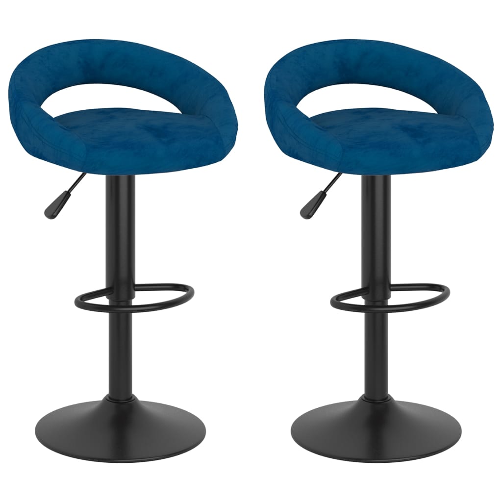 Tabourets de bar lot de 2 bleu velours - XIOS