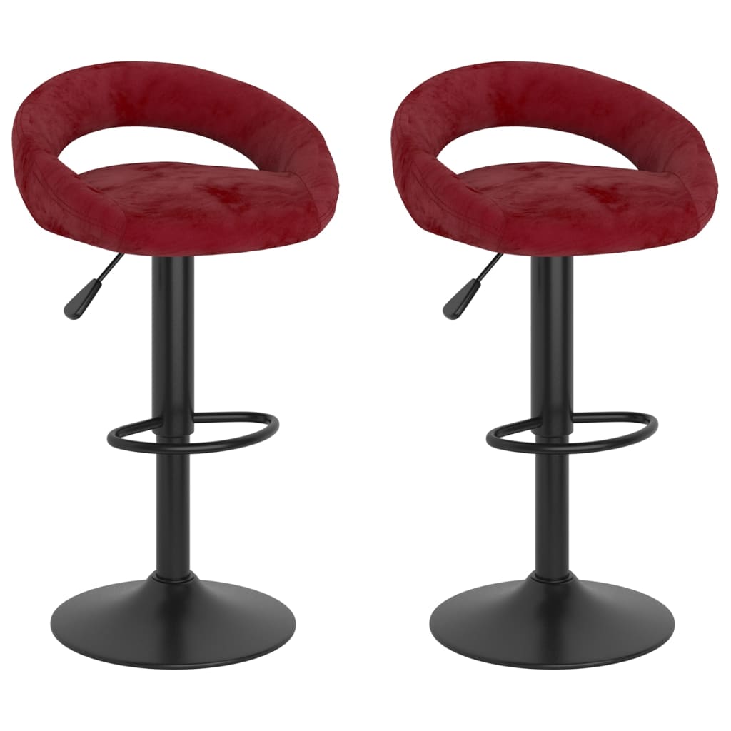 Tabourets de bar lot de 2 rouge vin velours - XIOS