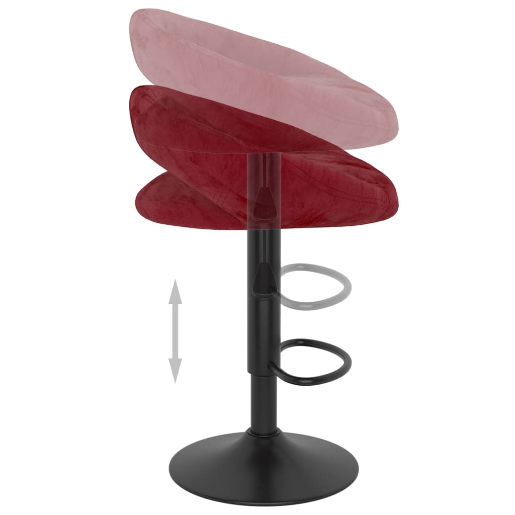 Tabourets de bar lot de 2 rouge bordeaux velours - XIOS