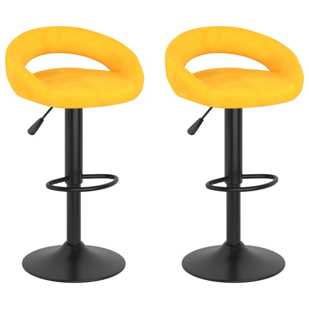 Tabourets de bar lot de 2 jaune moutarde velours - XIOS
