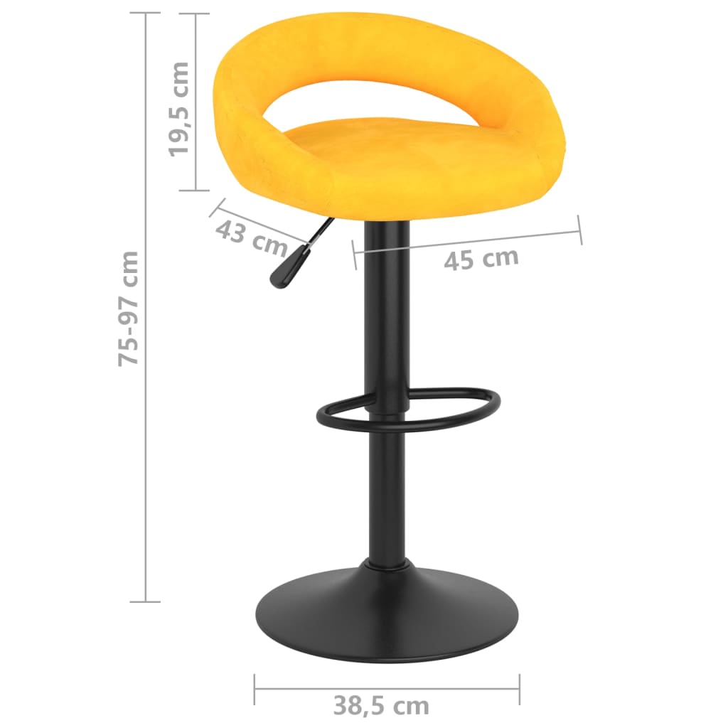 Tabourets de bar lot de 2 jaune moutarde velours - XIOS