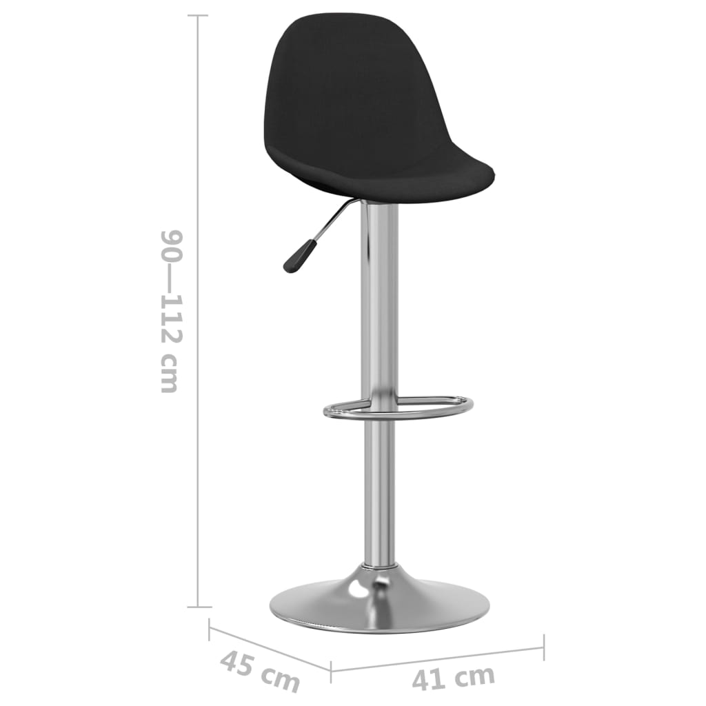Tabourets de bar lot de 2 noir tissu - XIOS