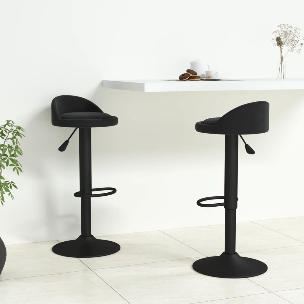 Tabourets de bar lot de 2 Noir Velours - XIOS