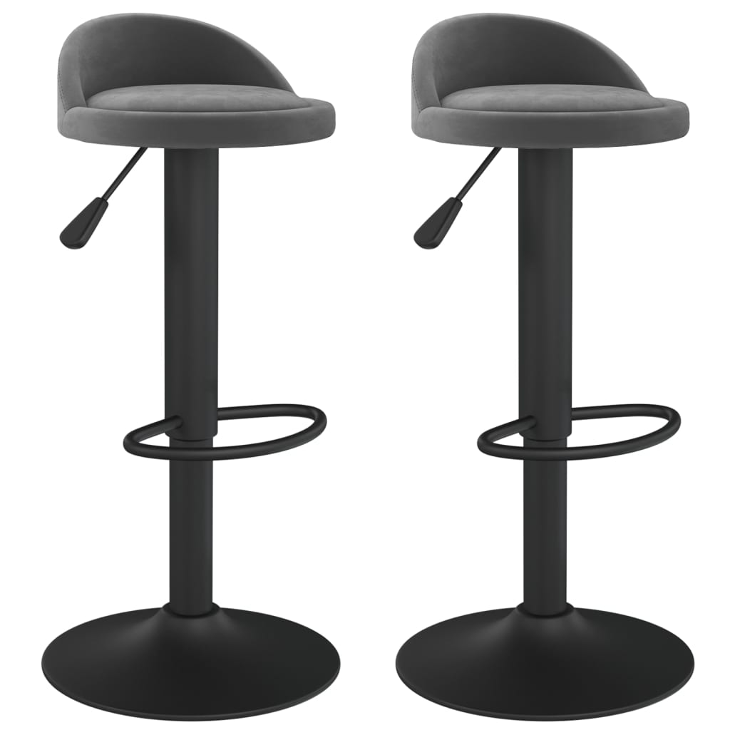 Tabourets de bar lot de 2 gris foncé velours - XIOS