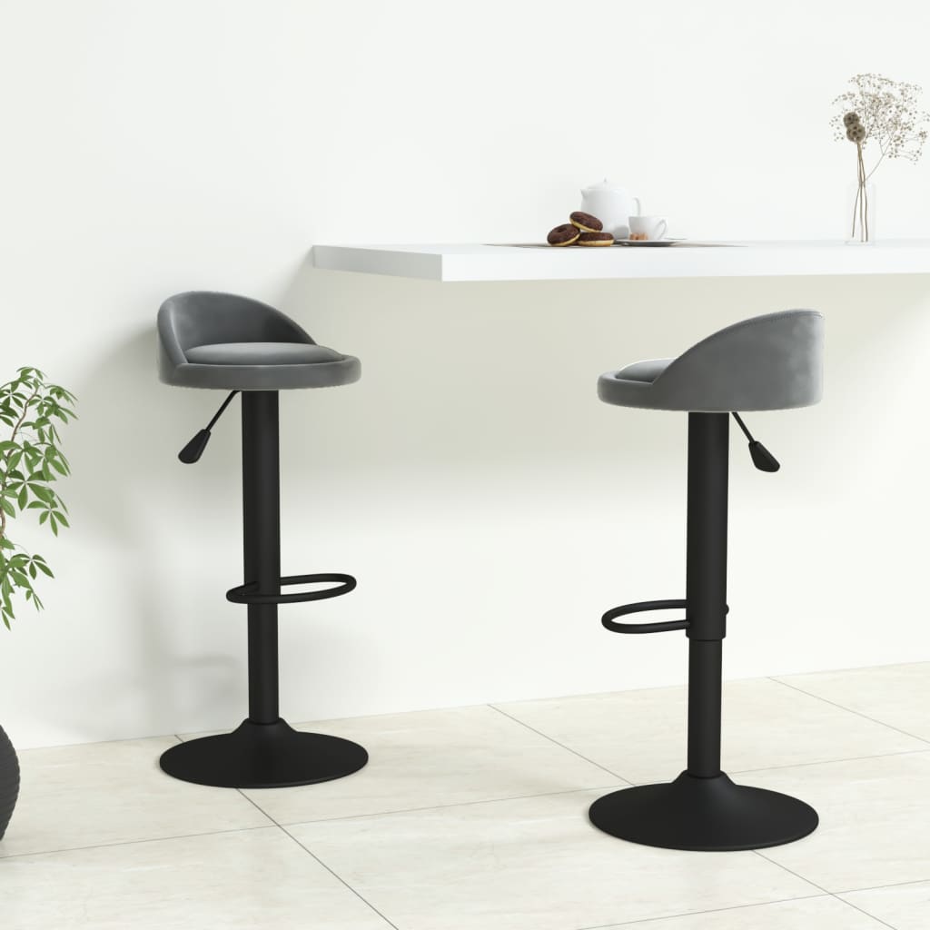 Tabourets de bar lot de 2 gris foncé velours - XIOS