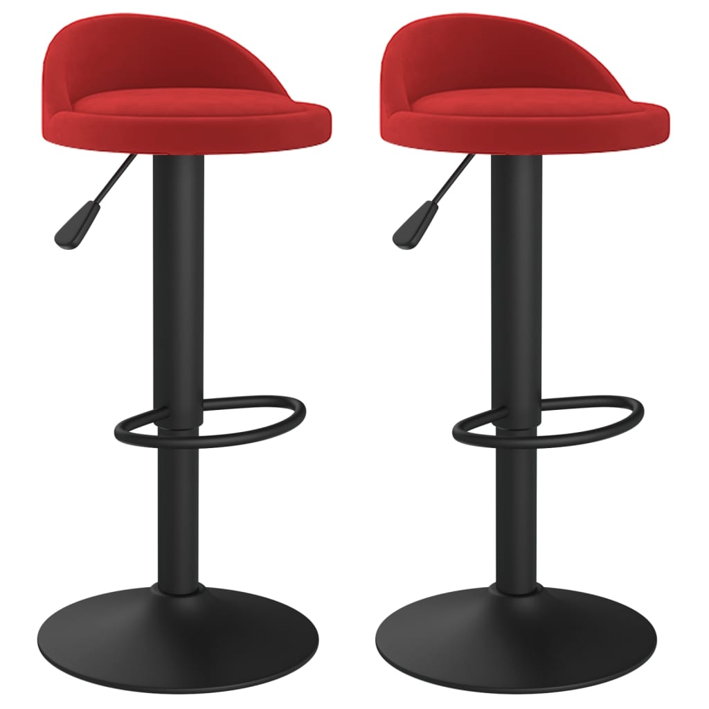 Tabourets de bar lot de 2 rouge bordeaux velours - XIOS