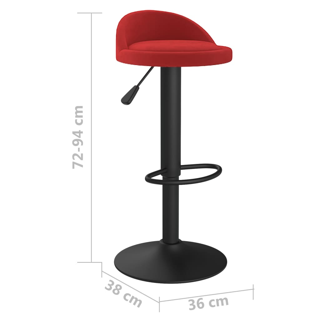 Tabourets de bar lot de 2 rouge bordeaux velours - XIOS
