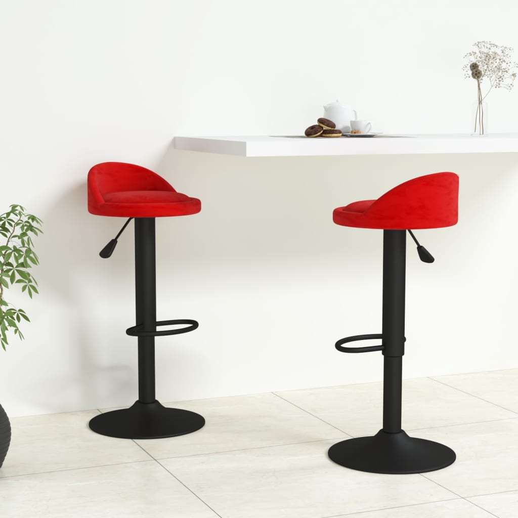 Tabourets de bar lot de 2 rouge bordeaux velours - XIOS