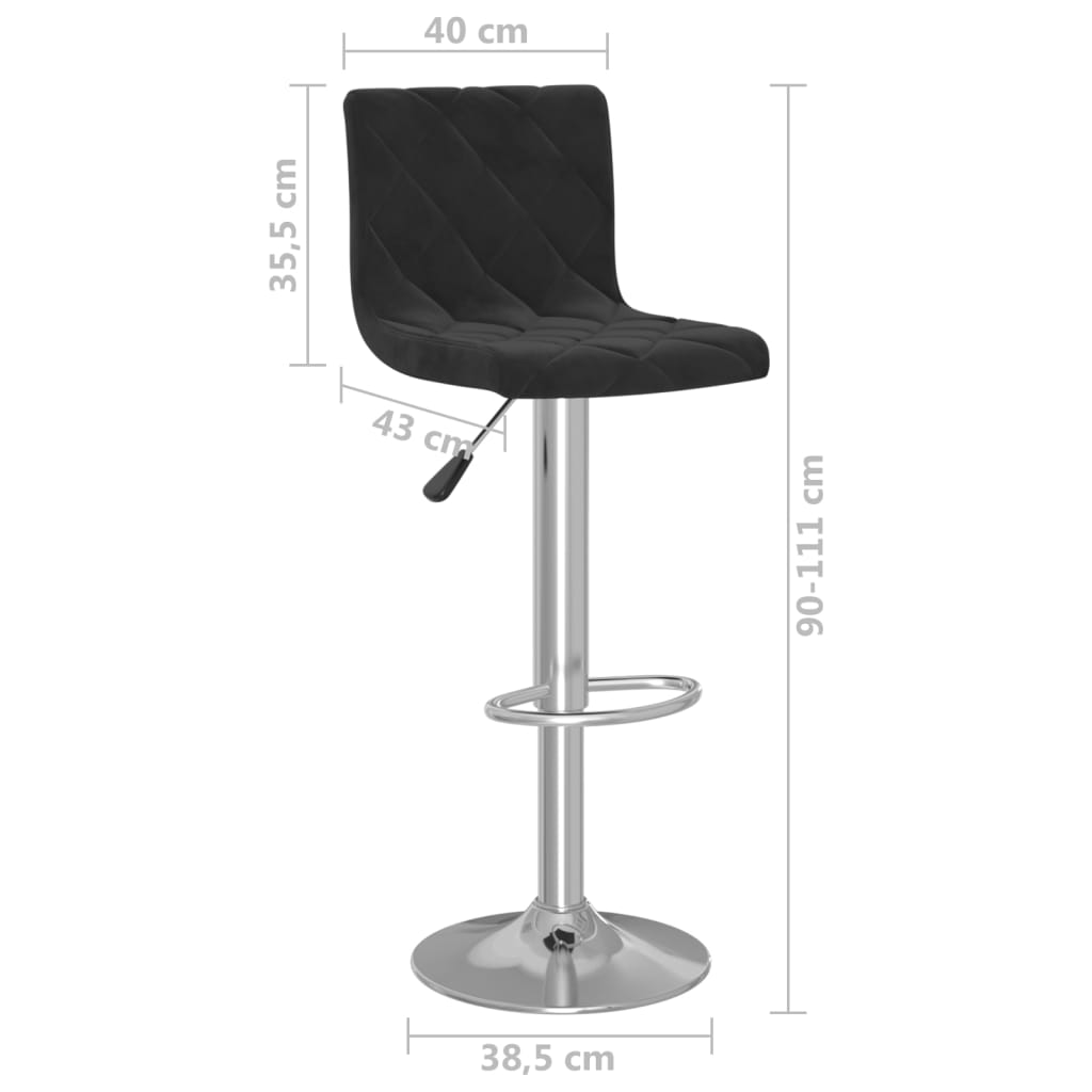 Tabourets de bar lot de 2 noir velours - XIOS