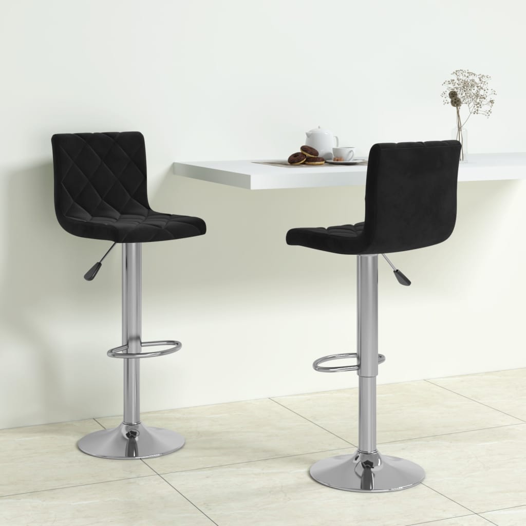 Tabourets de bar lot de 2 noir velours - XIOS