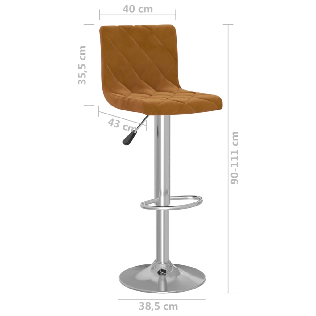 Tabourets de bar lot de 2 marron velours