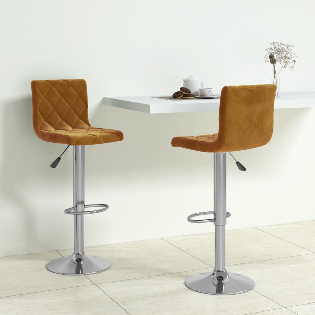 Tabourets de bar lot de 2 marron velours