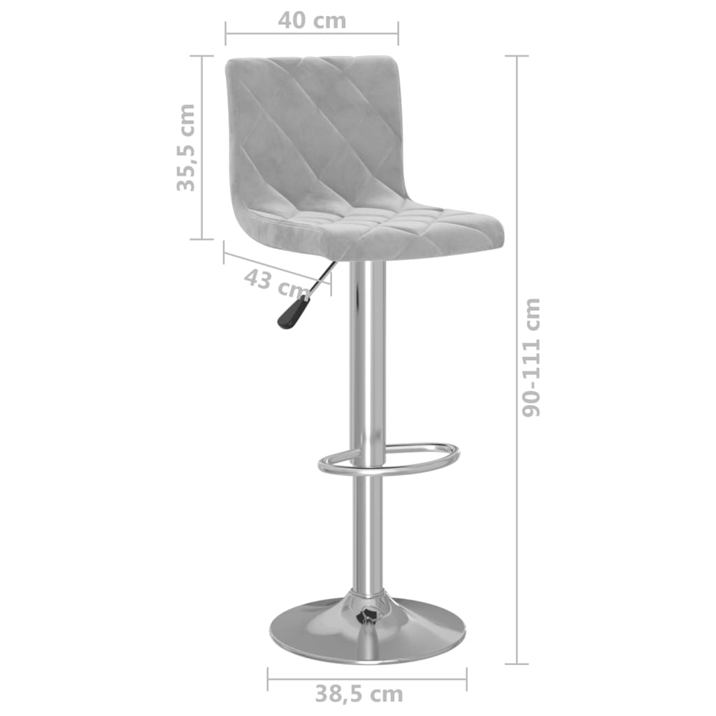 Tabourets de bar lot de 2 gris clair velours - XIOS