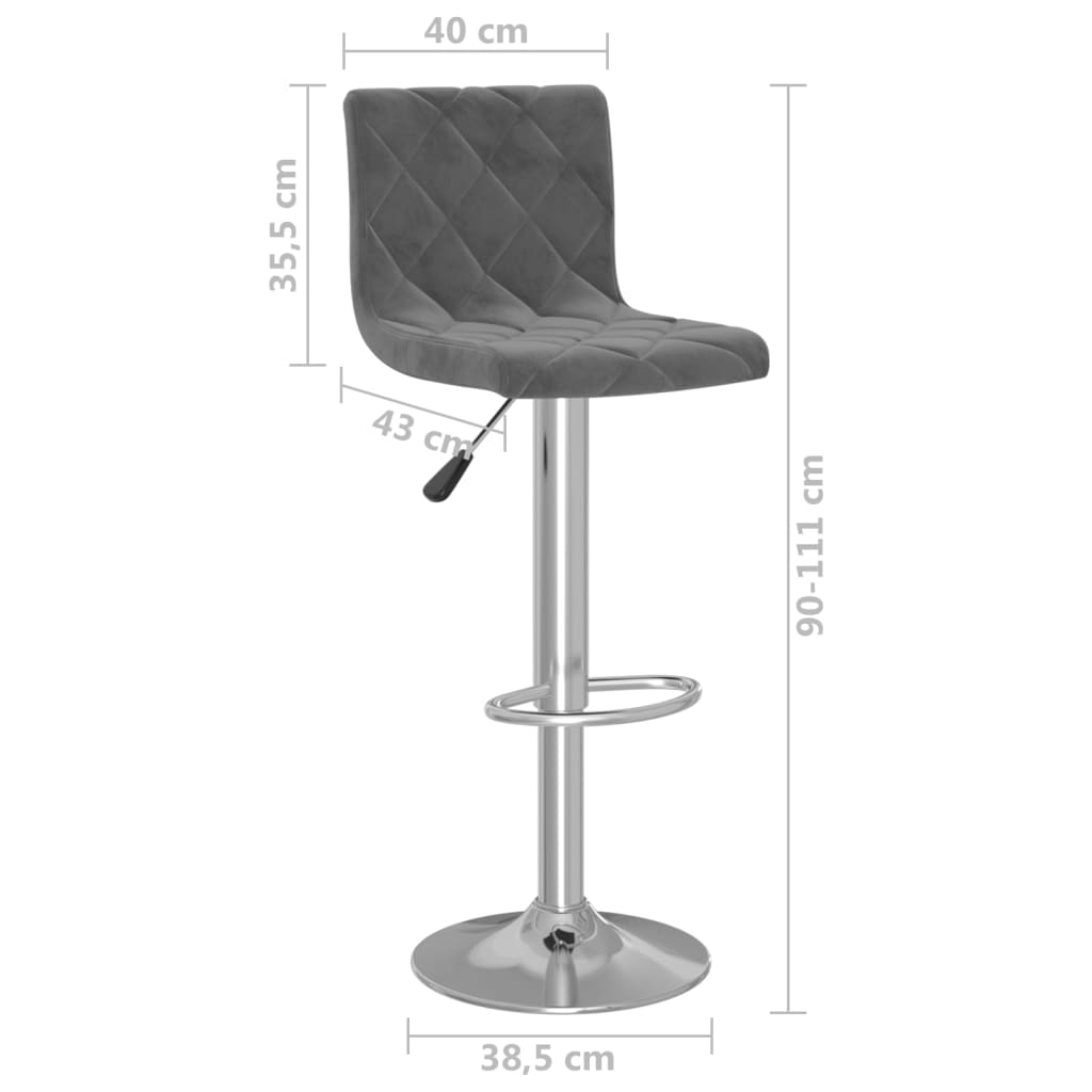 Tabourets de bar lot de 2 gris foncé velours - XIOS